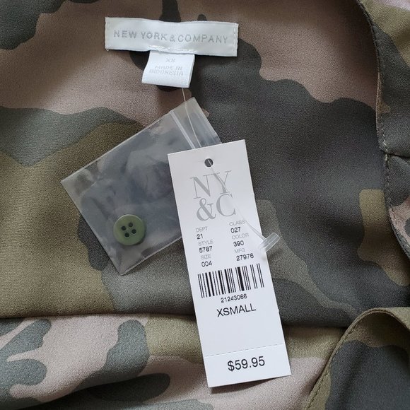 New York & Company Army Camouflage Shirt Dress XS - Picture 9 of 12